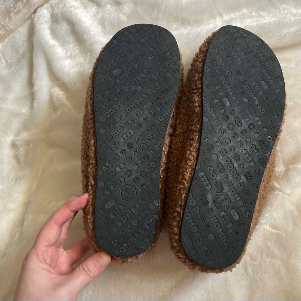 Bombas brown sunday fleece sherpa fuzzy wool slippers womens 8 - Picture 6 of 7